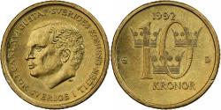 World Coins - Sweden, Carl XVI Gustaf, 10 Kronor, 1992, Copper-Aluminum-Zinc,