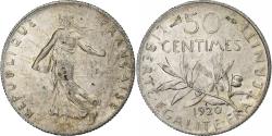World Coins - France, 50 Centimes, Semeuse, 1920, Paris, Silver, , Gadoury:420