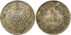 World Coins - Coin, GERMANY - EMPIRE, 1/2 Mark, 1915, Munich, MS(63), Silver, KM:17
