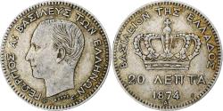 World Coins - Coin, Greece, George I, 20 Lepta, 1874, Paris, , Silver, KM:44