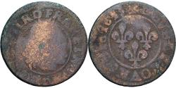 World Coins - France, Louis XIII, Double Tournois, 1633, Uncertain Mint, Copper,