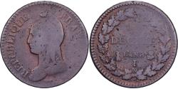 World Coins - France, 1 Décime, Dupré, AN 8, Limoges, Bronze,