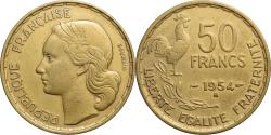 World Coins - France, 50 Francs, Guiraud, 1954, Beaumont le Roger, Cupro-Aluminium,