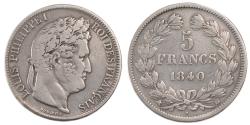 World Coins - Coin, France, Louis-Philippe, 5 Francs, 1840, Strasbourg, , Silver