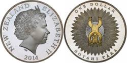 World Coins - New Zealand, 1 Dollar, 1 Oz, Art-Kotahi Tara, 2014, Proof 1.Oz, Silver