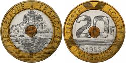 World Coins - France, 20 Francs, Mont Saint Michel, 1996, Paris, BU, Tri-Metallic,
