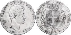 World Coins - Italian States, SARDINIA, Carlo Alberto, 5 Lire, 1840, Genoa, Silver,