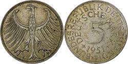 World Coins - GERMANY - FEDERAL REPUBLIC, 5 Mark, 1951, Hamburg, Silver, , KM:112.1