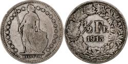 World Coins - Switzerland, 1/2 Franc, 1913, Bern, Silver, , KM:23