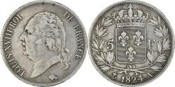 World Coins - Coin, France, Louis XVIII, Louis XVIII, 5 Francs, 1824, Paris,