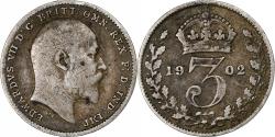 World Coins - Great Britain, Edward VII, 3 Pence, 1902, Silver, , KM:797