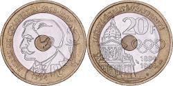 World Coins - France, 20 Francs, Pierre de Coubertin, 1994, Paris, Tri-Metallic,