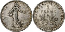 World Coins - France, Semeuse, Franc, 1909, Paris, , Silver, KM:844.1, Gadoury:467