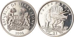 World Coins - Coin, Sierra Leone, Dollar, 2006, Pobjoy Mint, Tricératops,