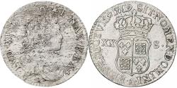 World Coins - France, Louis XV, 1/6 Écu (XX-S) de France-Navarre, 1719, Paris, Silver