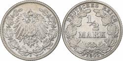 World Coins - GERMANY - EMPIRE, 1/2 Mark, 1905, Hambourg, Silver, , KM:17