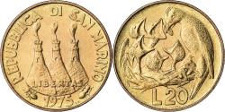 World Coins - Coin, San Marino, 20 Lire, 1975, FDC, , Aluminum-Bronze, KM:44