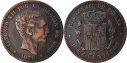 World Coins - Coin, Spain, Alfonso XII, 10 Centimos, 1878, Madrid, , Bronze, KM:675