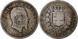 World Coins - Italy, Vittorio Emanuele II, Lira, 1863, Milan, Silver, , KM:5a.1