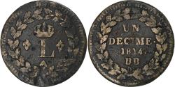 World Coins - France, Louis XVIII, Décime., 1814., Strasbourg, Copper,