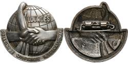 World Coins - France, Broche, Lourdes, Pèlerinage Militaire International, Silvered Metal