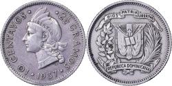 World Coins - Dominican Republic, 10 Centavos, 1937, Silver,