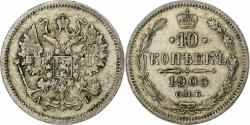 World Coins - Russia, Nicholas II, 10 Kopeks, 1905, Saint Petersburg, Silver,
