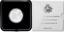World Coins - San Marino, 10 Euro, 10 ans de l'Euro, 2011, Rome, Proof, , Silver