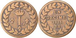 World Coins - Coin, France, Louis XVIII, Decime, 1815, Strasbourg, Variety, , Bronze
