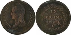 World Coins - France, 1 Décime, Dupré, AN 5, Lyon, Copper, , Gadoury:187