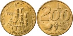 World Coins - Coin, San Marino, 200 Lire, 1991, , Aluminum-Bronze, KM:268