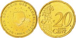 World Coins - Netherlands, Beatrix, 20 Euro Cent, 2003, Utrecht, BU, , Nordic gold
