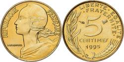 World Coins - France, 5 Centimes, Marianne, 1995, MDP, Série BU, Aluminum-Bronze,