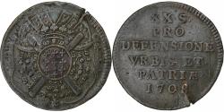 World Coins - France, 20 Sols, Siège de Lille, 1708, Lille, Copper,