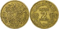 World Coins - Morocco, Mohammed V, 2 Francs, 1364-1945, Paris, Aluminum-Bronze,