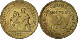 World Coins - France, 2 Francs, Chambre de commerce, 1921, Paris, Cupro-Aluminium,