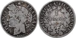 World Coins - France, Franc, Cérès, 1872, Bordeaux, Silver, , Gadoury:465a