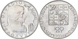World Coins - Czechoslovakia, 100 Korun, Wolfgang Amadeus Mozart, 1991, Silver,