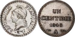 World Coins - France, Centime, Dupré, 1848, Paris, Silver Plated Copper,