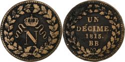 World Coins - France, Napoleon I, 10 Centimes, 1815, Strasbourg, Copper,