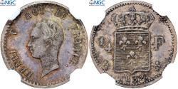 World Coins - France, Henri V, 1/4 Franc, 1832, Silver, NGC, , Gadoury:354, KM:22
