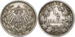 World Coins - GERMANY - EMPIRE, 1/2 Mark, 1915, Berlin, Silver, , KM:17