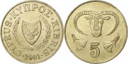 World Coins - Cyprus, 5 Cents, 2001, Nickel-brass, , KM:55.3