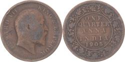 World Coins - Coin, India, 1/4 Anna, 1905