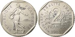 World Coins - France, 2 Francs, Semeuse, 1980, MDP, série FDC, Nickel,