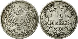 World Coins - Coin, GERMANY - EMPIRE, 1/2 Mark, 1905, Munich, , Silver, KM:17