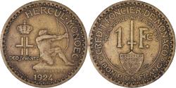 World Coins - Coin, Monaco, Louis II, Franc, 1924, Poissy, , Aluminum-Bronze, KM:111