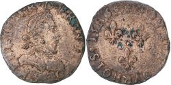 World Coins - France, Henri III, Double Tournois, 1586, La Rochelle, Copper,