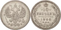 World Coins - Coin, Russia, Nicholas II, 10 Kopeks, 1908, St. Petersburg, , Silver