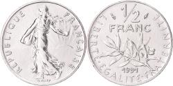 World Coins - Coin, France, Semeuse, 1/2 Franc, 1991, Monnaie de Paris, BU, , Nickel